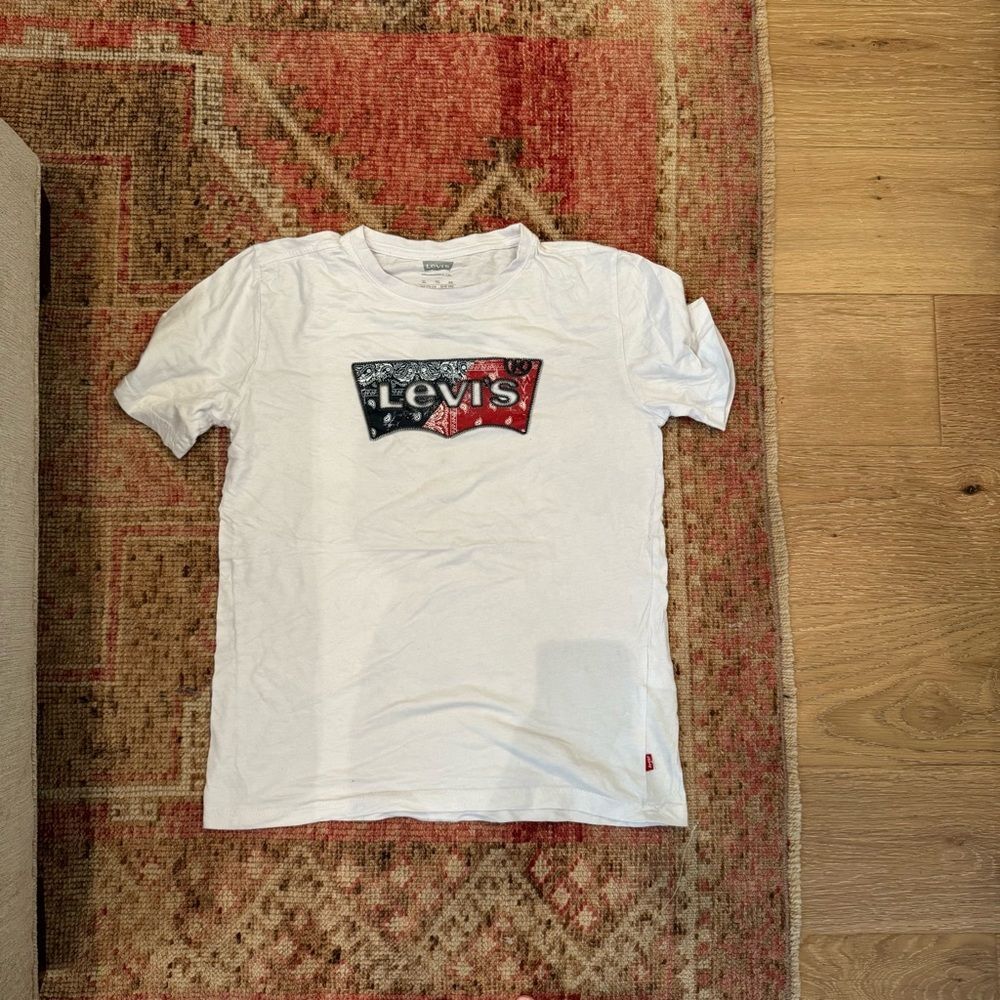 Levi's Unisex Kids XL Bandana Logo White Short Sleeve T-Shirt